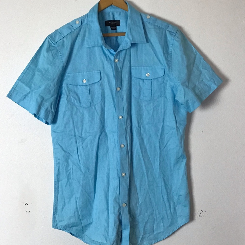 Attention short sleeve button down shirt